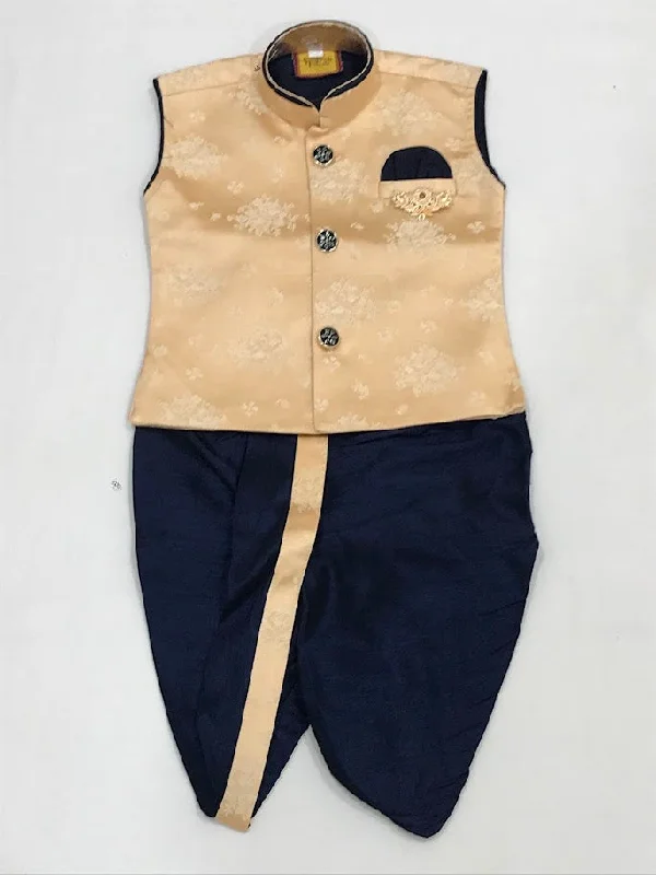 Comfy Pants Traditional Navy Blue Color Sleeveless Kids Kurta With Dhoti  Pant