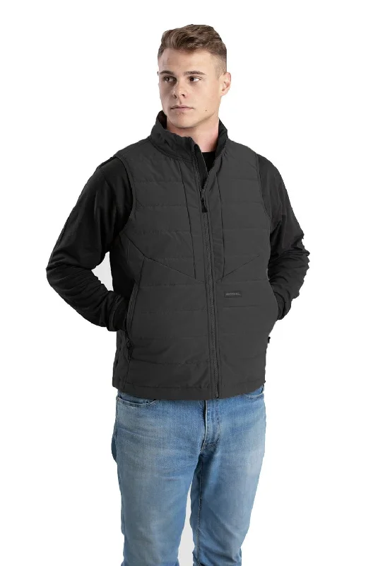 Exclusive Customization Berne Mens Highland Quilted Work Black Cotton Blend Vest