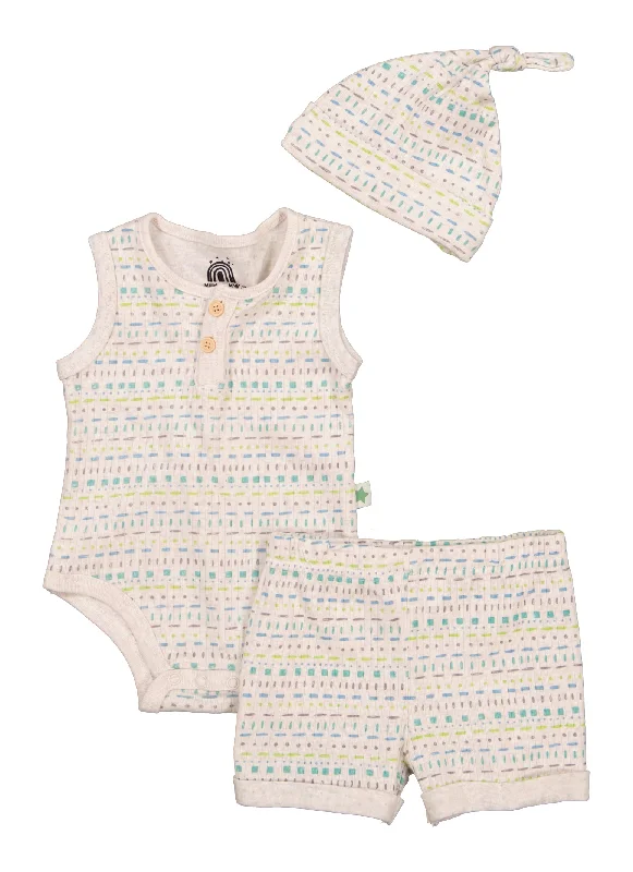 Loose Fit Baby Boys 0-9M Patterned Bodysuit and Shorts