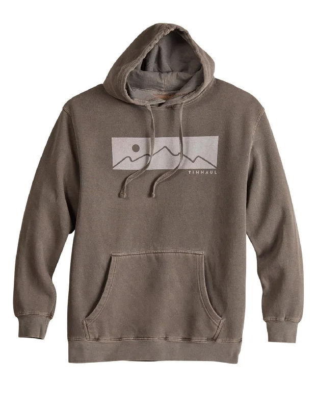 Exclusive Customization Tin Haul Mens Mountain Print Brown Cotton Blend Hoodie