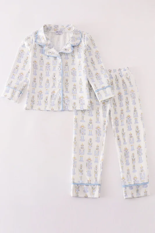 Luxury And Elegant Blue nutcracker print boy pajamas set