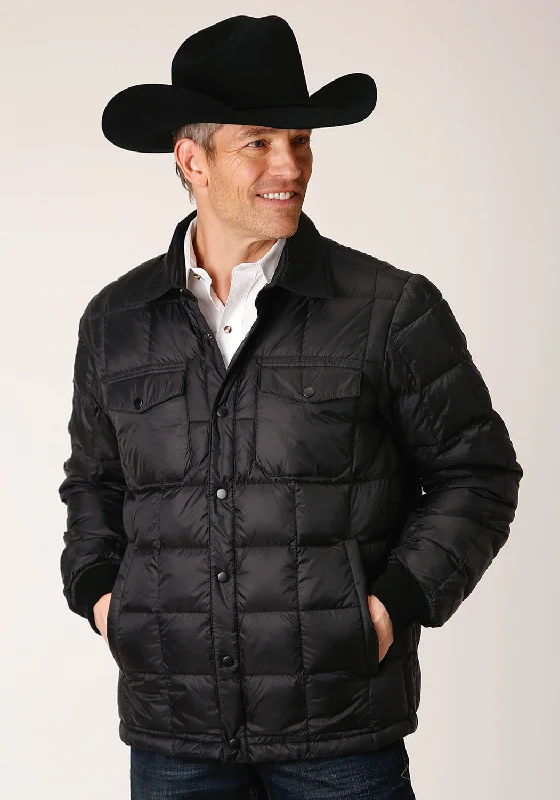 Relaxed Style Roper Mens Down Coated Black 100% Nylon Insulated Jacket
