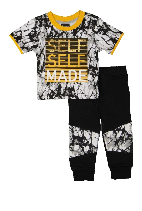 Fashion Comfort Baby Boys 12-24M Self Made Foil Graphic Tee and Moto Joggers
