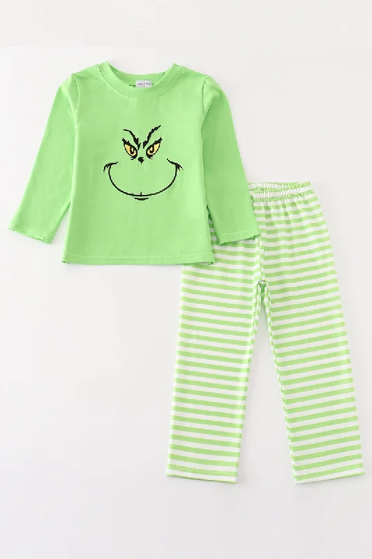 New Season Series Green grinch embroidery boy set