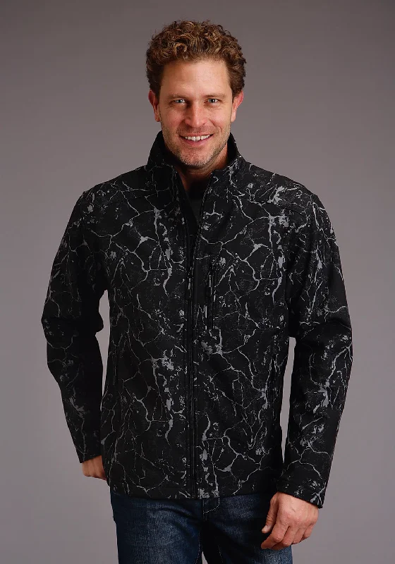 Stylish Ease Stetson Mens Range Print Green Poly/Spandex Softshell Jacket