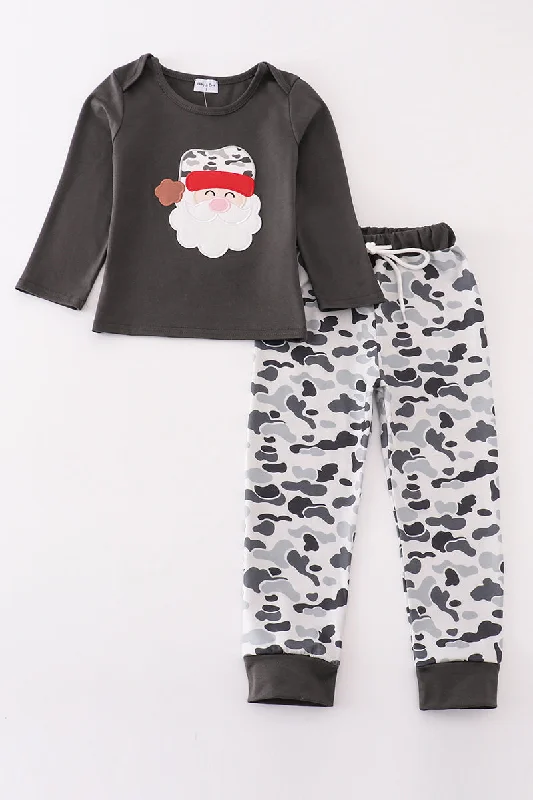 Relaxed Wear Camouflage christmas santa claus applique boy set