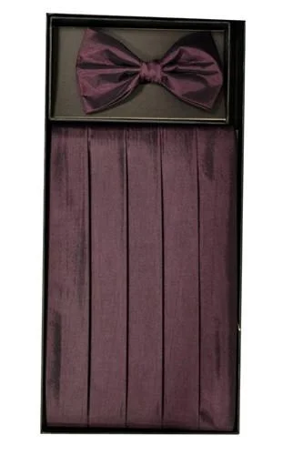 Denim Design Eggplant Polyester Cummerbund and Bow Tie Set