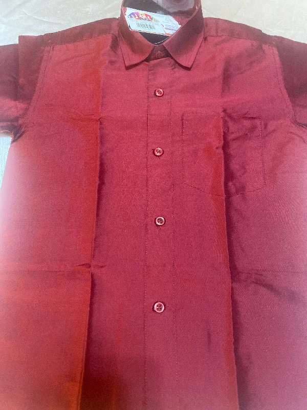 Short Design Alluring Maroon Color Shirt With Dhoti Outfit For Kids
