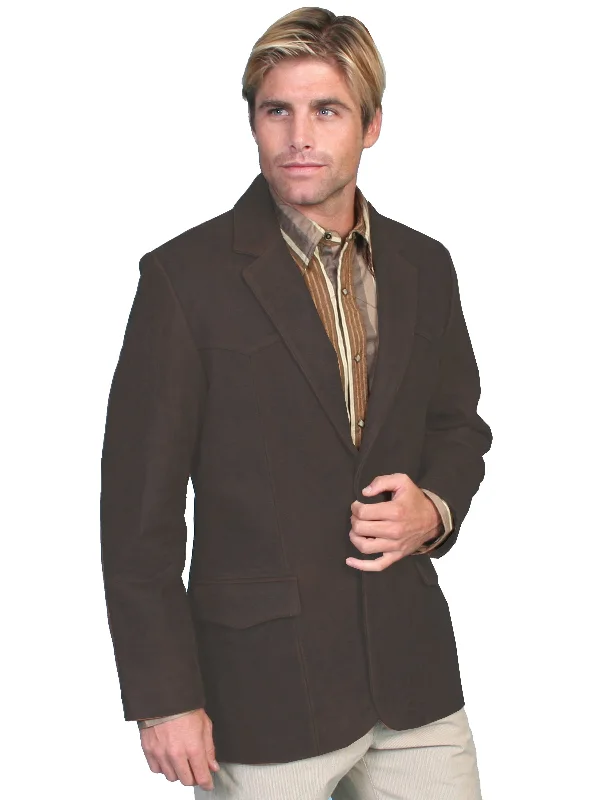 Slim Fit Scully Leather Mens Western Sportcoat Blazer Jacket Button Front Brown 48L