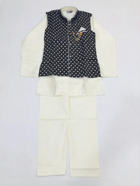 Classic Items Attractive Blue Colored Sherwani Jacket With Pajama Pant Sets For Boys