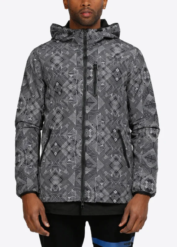 Fresh Wear Men's Tech Graphic Wind Breaker Jacket in Black