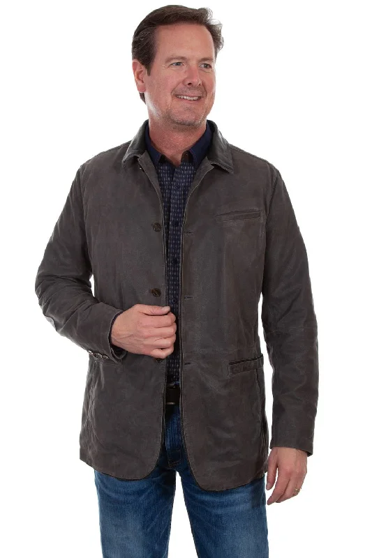 Personalized Outfit Scully Mens Black Lamb Leather Elbow Patch Jacket 3X