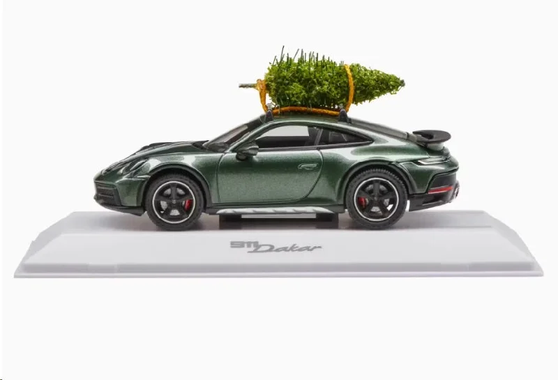 Lounge Chic Porsche 911 Dakar 992 W/ Christmas Tree 1:43 Scale Model Car - Green
