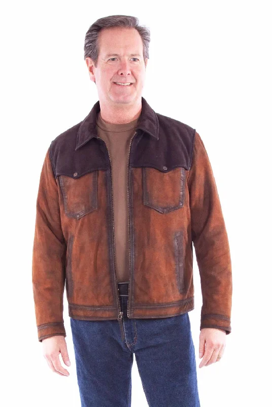 Fashion Innovation Scully Mens Zip Western Brown Leather Leather Jacket 3X