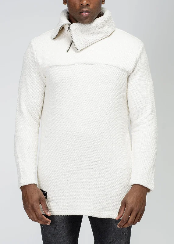 Comfortable Fashion Konus Men's Side Zip Turtle Neck Sweater in Ivory