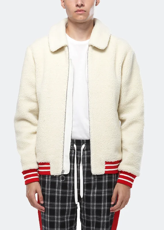 Soft Wearables Konus Men's Sherpa Zipup Jacket in Off White