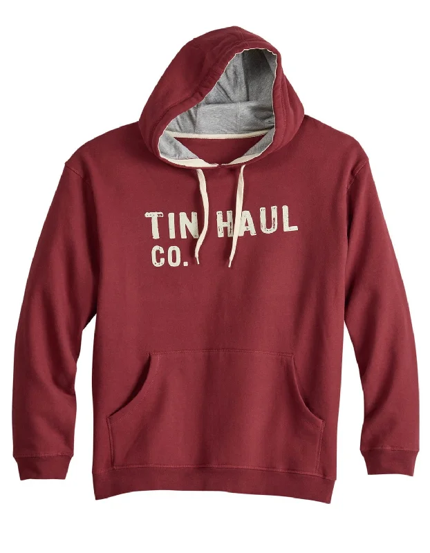 Soft Clothing Tin Haul Mens Sueded Heather Oxblood Cotton Blend Hoodie