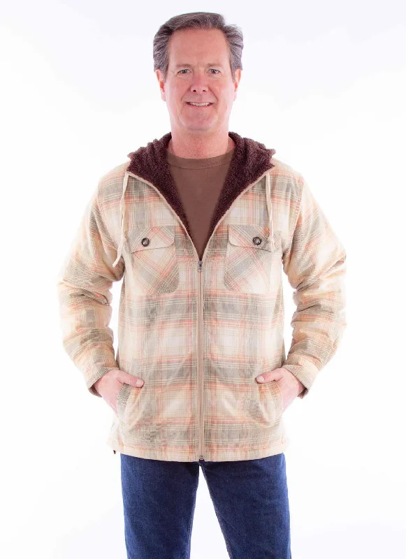 Relaxed Fit Wear Scully Mens Sherpa Lined Tan/Red 100% Cotton Hoodie