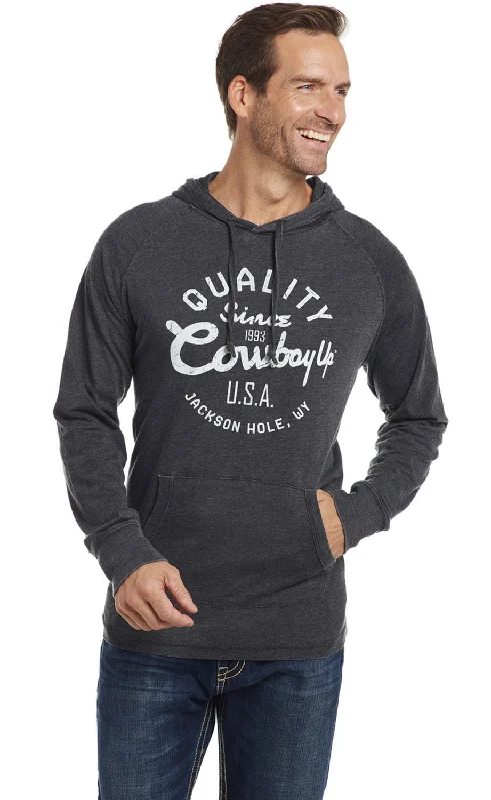 Sports Cool Cowboy Up Mens Quality Charcoal Cotton Blend Hoodie