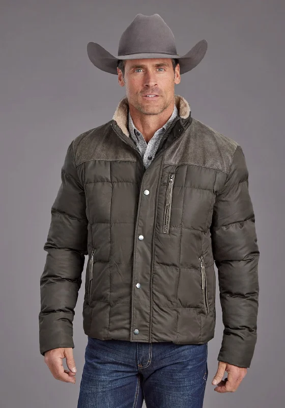 Advanced Design Stetson Mens Quilted Brown 100% Nylon Insulated Jacket