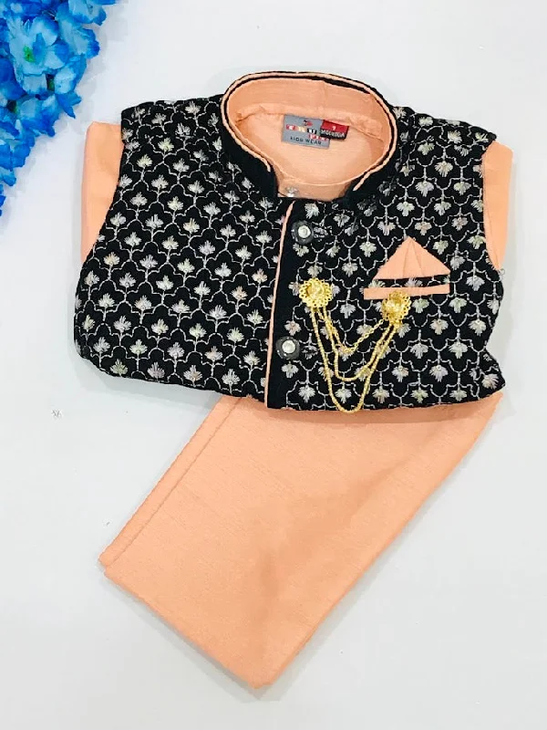 Chic Comfort Alluring Pink Color Full Sleeves Solid Kurta With Full Embroidery Design Jacket
