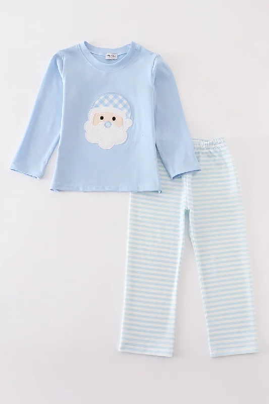Comfortable Fitwear Blue christmas santa claus applique boy set
