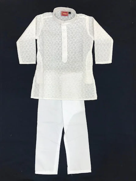 Effortless Elegance Charming White Colored Full Sleeves With Embroidery Sequence Design For Kids