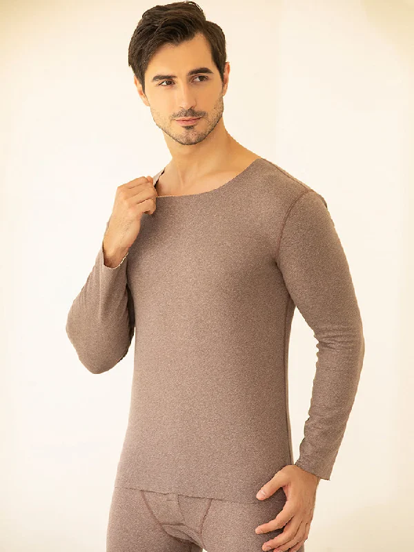 High Street Series U-Neck Fleece Thermal Men Underwear Pajama Sets