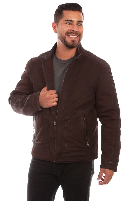 Goddess Outfit Scully Mens Striped Bomber Chocolate Leather Leather Jacket