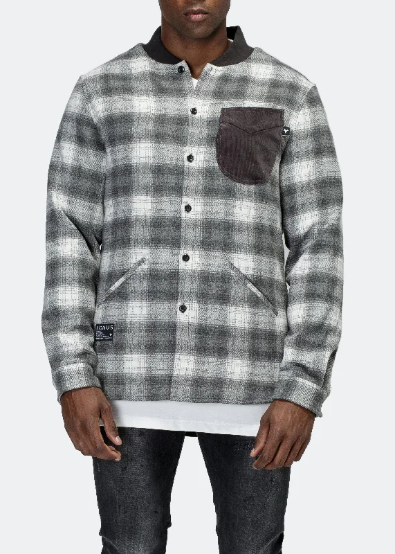 Relaxed Dresses Konus Men's Wool Blend Shirt Jacket in Grey