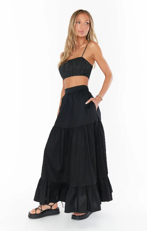 Refreshing Design Cartagena Skirt ~ Black Poplin