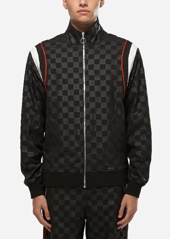 Fashion Concept Konus Men's Tonal Checkered Jacket in Black