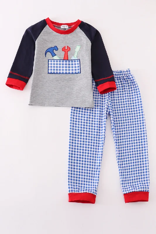 Celebrity Style Grey toolbox applique boy set