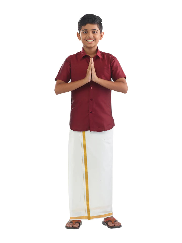 Modern Tailoring Delightful Maroon Color Dhoti Sets For Kids
