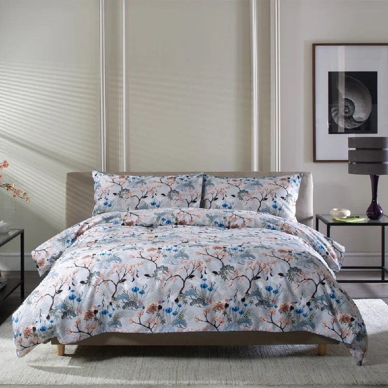 The Lyndon Company Japanese Kyoto 100% Cotton Duvet Cover Set With Piped Edging