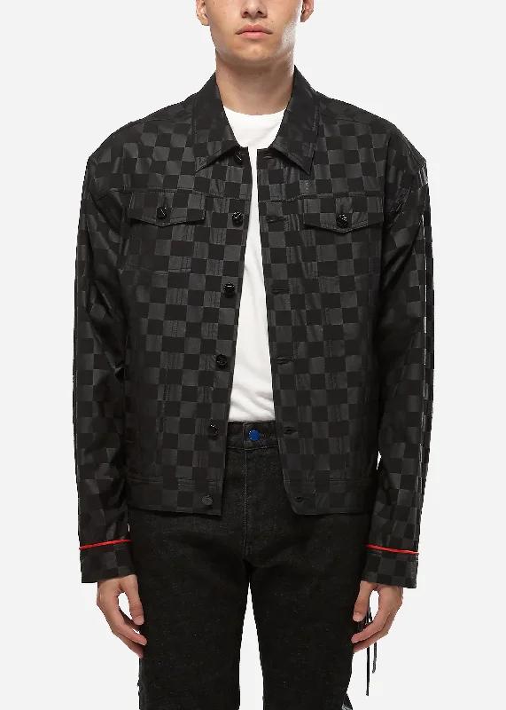 Timeless Comfort Konus Men's Black Checkered Trucker Jacket