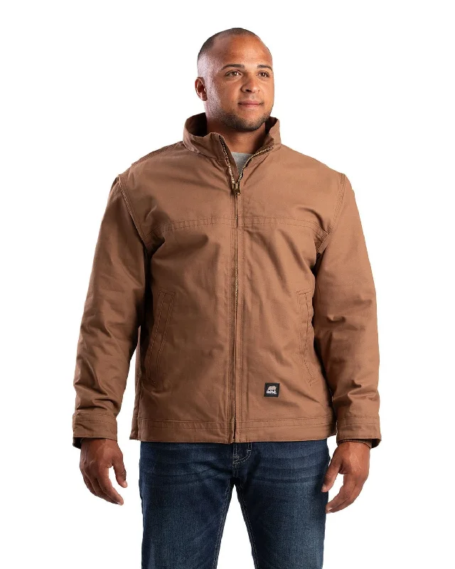 British Fashion Berne Mens Washed Flannel-Lined Work Driftwood 100% Cotton Jacket