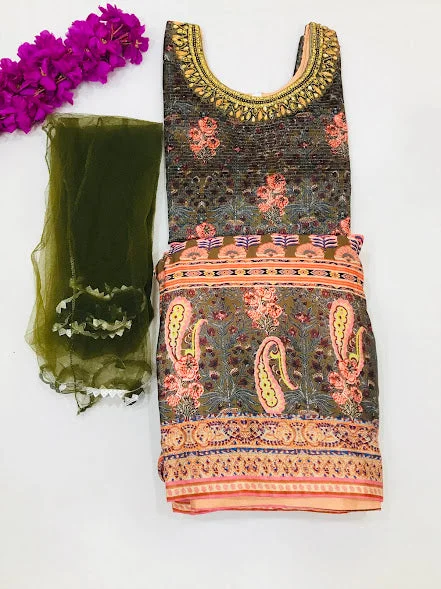 Exquisite Tailoring Gorgeous Multi Colored Art Silk Embroidery Work Choli Sets For Girls