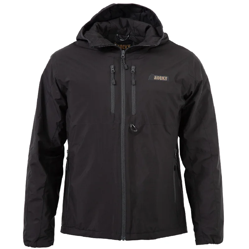 Urban Style Rocky Mens Rugged 80G Hooded Black Polyester Insulated Jacket