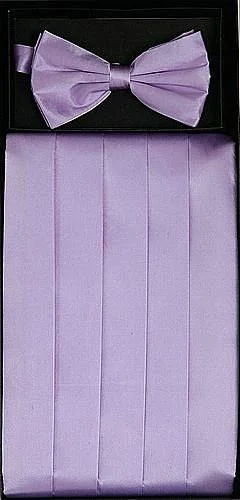 End Of The Year Lilac Silk Satin Cummerbund and Bow Tie Set