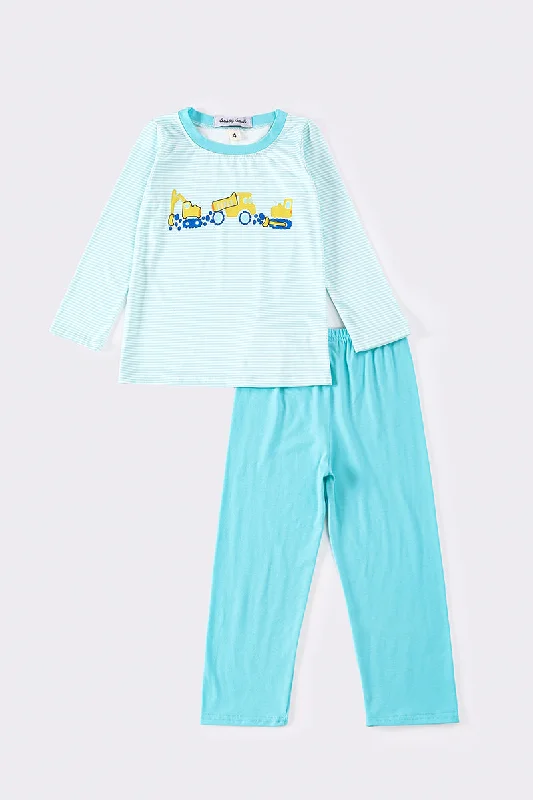 Casual Chic Blue truck stripe boy set