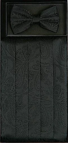 Relaxed Clothing Black Paisley Cummerbund and Bow Tie Set