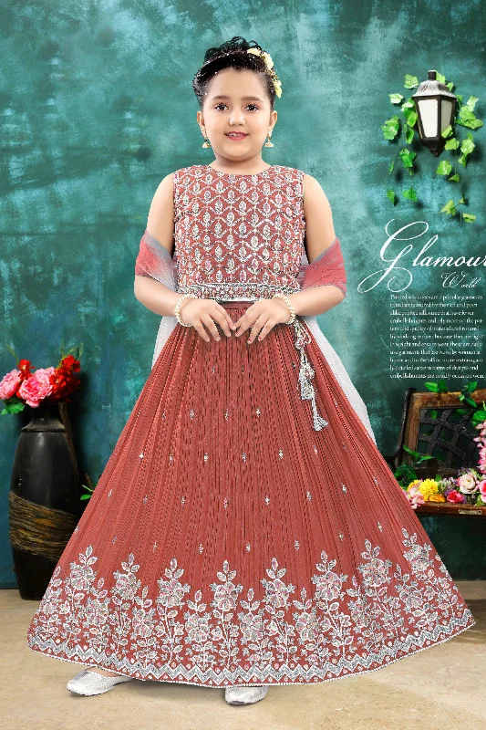 Urban Style Alluring Light Red Colored Embroidery Work Choli Sets For Girls