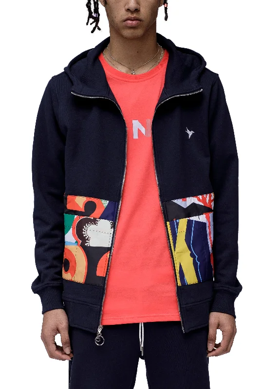 Chic Comfort Wear Konus Men's Pocket Zip up Hoodie in Navy