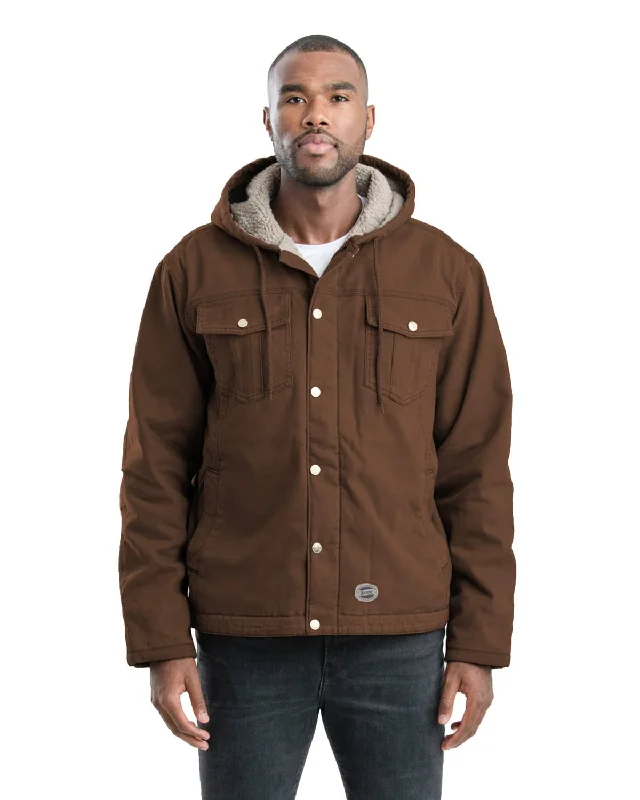 Ethnic Style Berne Mens Vintage Washed Sherpa-Lined Hooded Bark 100% Cotton Jacket