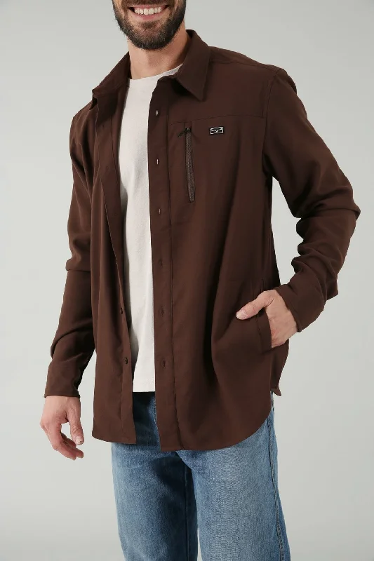 Layered Style Kimes Ranch Mens Hart Shirt Brown 100% Polyester Jacket