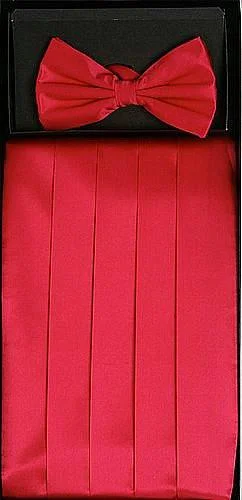 Trendy Traveler Hot Pink Silk Satin Cummerbund and Bow Tie Set
