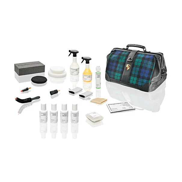 Elegant Casuals Classic Car Care Set - Tartan (Green, Blue, Black)