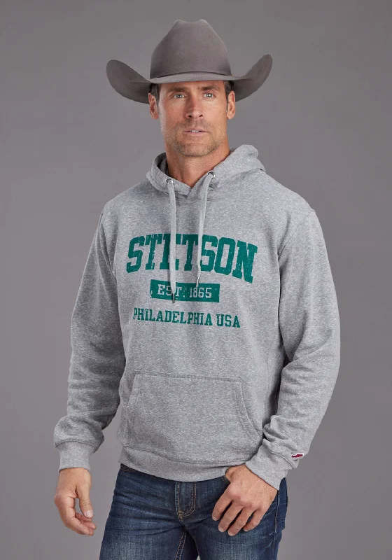 Soft Style Stetson Mens Est 1865 Grey Cotton Blend Hoodie