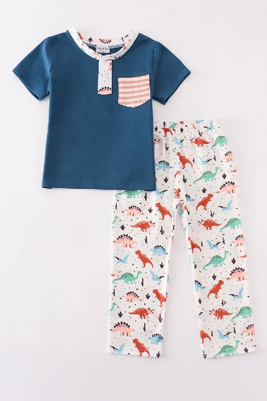 Must-have For Fashion Navy dinosaur print boy set